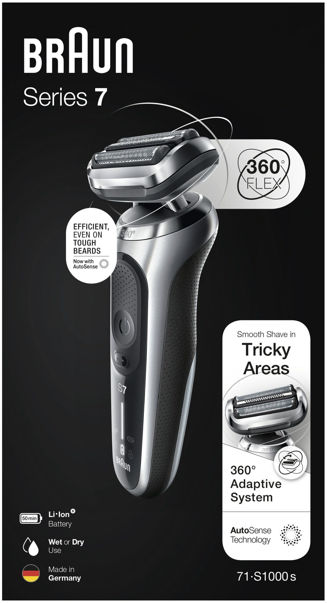 Электробритва Braun 7 71-S1000S сеточная от аккумулятора купить,NaN