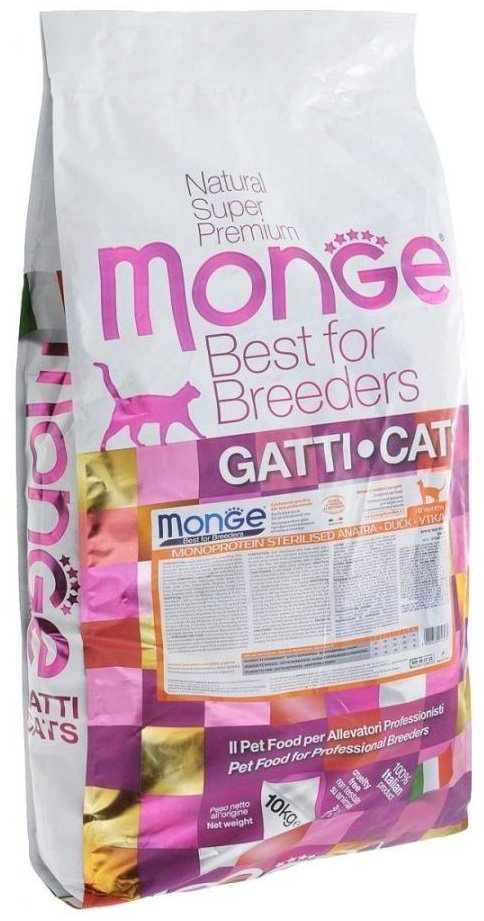Корм Monge Monoprotein Sterilised для стерилизованных утка 10 кг купить,NaN