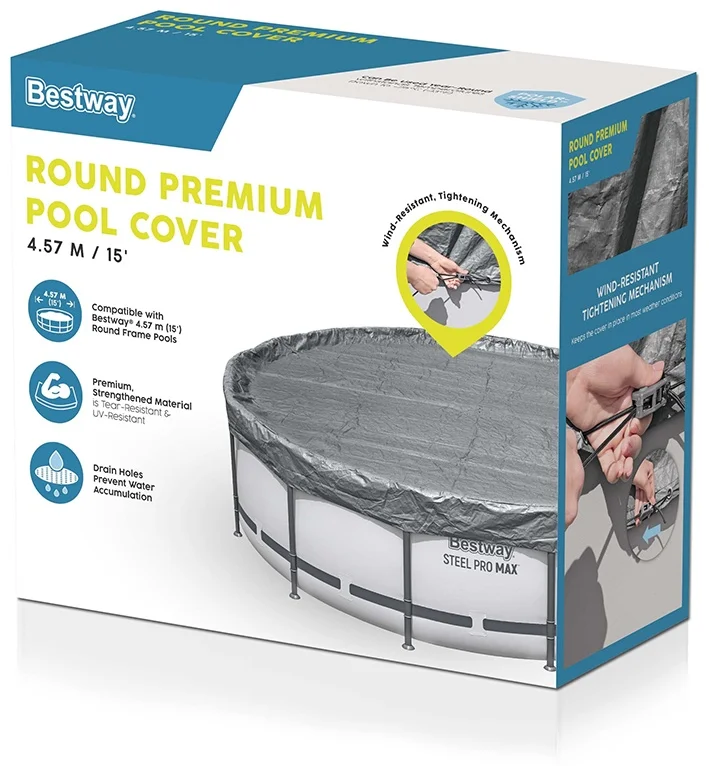 Тент для бассейна Bestway 58951 457см серый