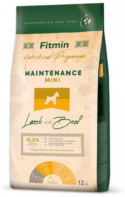 Корм Fitmin Maintenance Mini Ягненок и говядина для взрослых мелких пород 12 кг