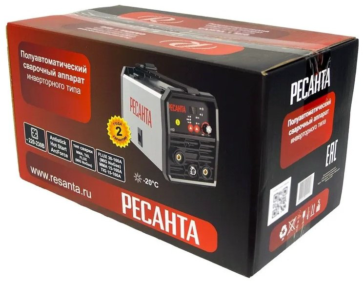 Ресанта сварочный инвертор САИПА-160П 65/142 (аргонная (аргонодуговая) сварка, ручная дуговая сварка (MMA), FCAW) купить,NaN