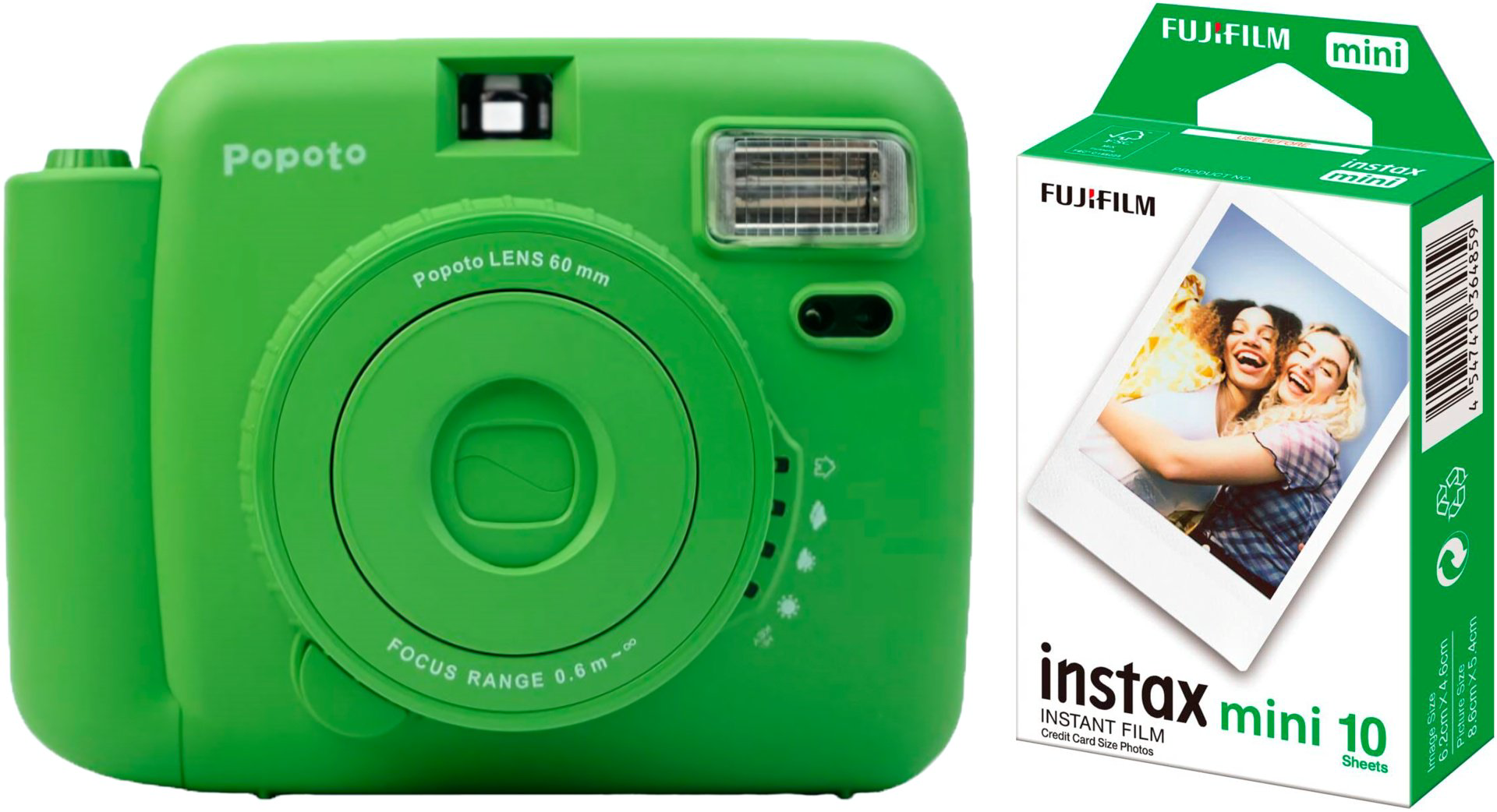 Фотокамера моментальной печати Popoto Instant Camera Avocado зеленый + Fujifilm Instax Mini 10 шт купить,NaN