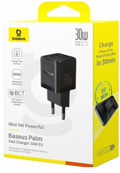 Адаптер питания Baseus Palm C+U 30W EU P1011160A113-00 Black  купить,NaN