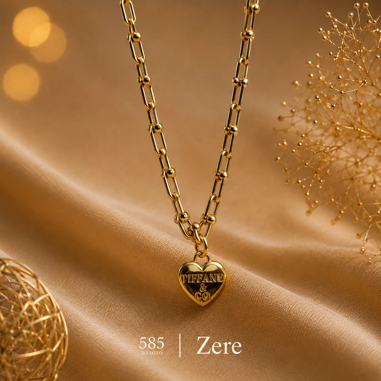 Колье Zere ZR100618 сердце золото 55см 17.26гр купить,1460100