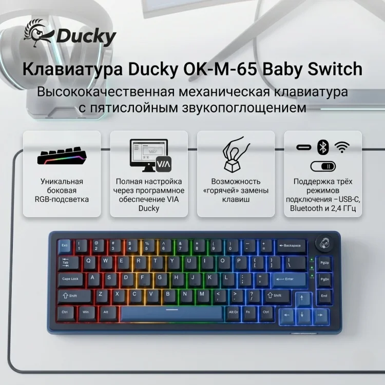 Клавиатура Ducky OK-M-65 Baby Switch Black