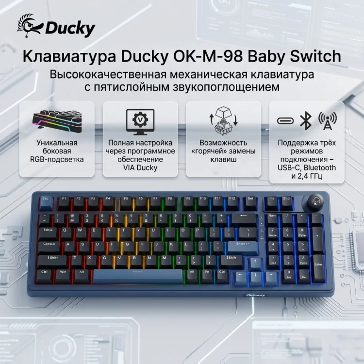 Клавиатура Ducky OK-M-98 Baby Switch Black