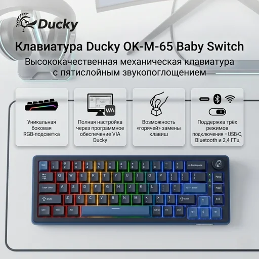 Клавиатура Ducky OK-M-65 Baby Switch Black