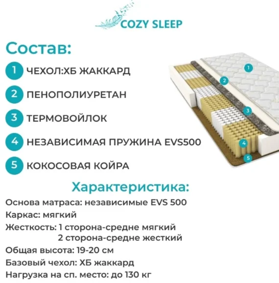 Матрас Cozy Sleep Dream Sale 90x200x19 см купить,42500