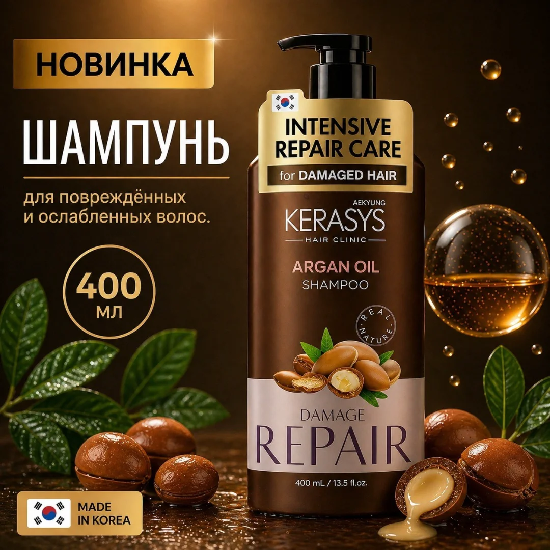 Шампунь Kerasys Real Natural Argan oil 400мл купить,NaN