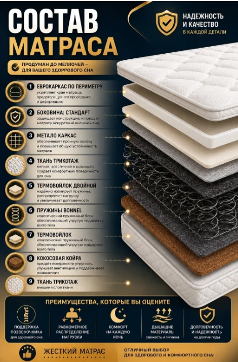 Матрас Rals 999 Hard 120x200x22см купить,NaN