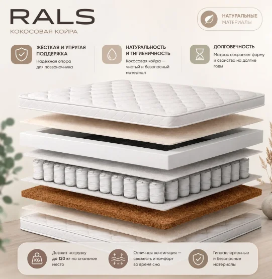 Матрас Rals 112 lux Feel 90х200 см купить,NaN