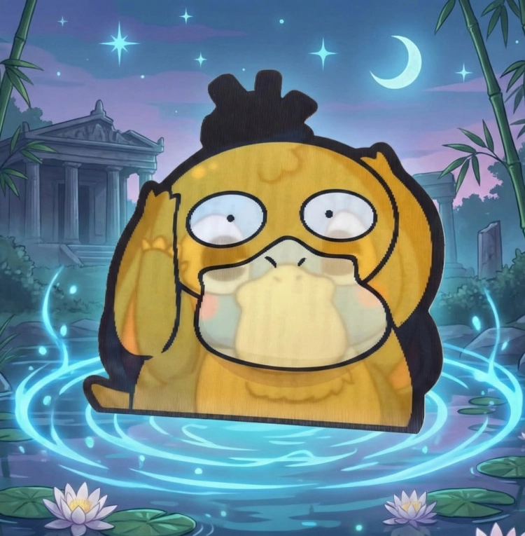 Наклейка интерьерная Psyduck3d 7x8 см