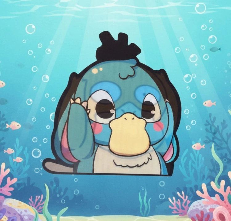 Наклейка интерьерная Psyduck3d 7x8 см