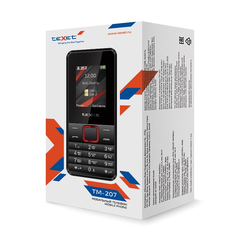 Мобильный телефон Texet TM-207 Black-Red купить,NaN