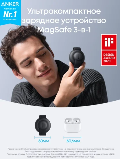 Беспроводное зарядное устройство Anker MagGo B25M8H11 20W черный