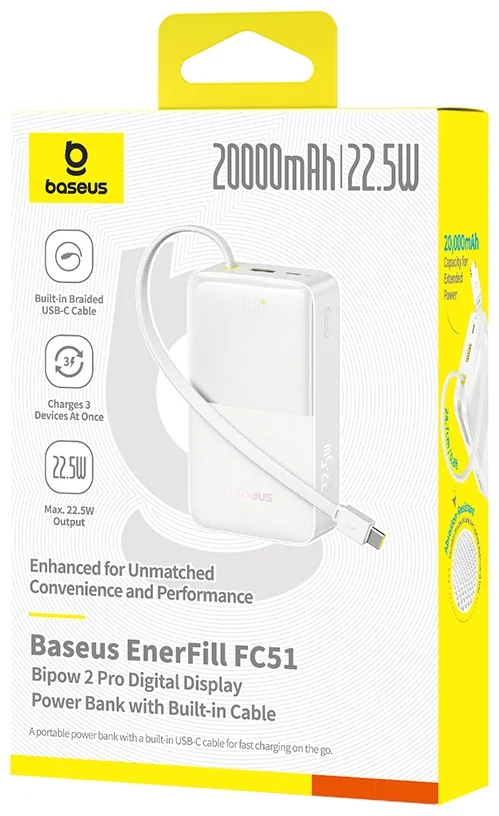 Power Bank Baseus EnerFill FC51 Bipow2 Pro E0027700 20000mAh White 