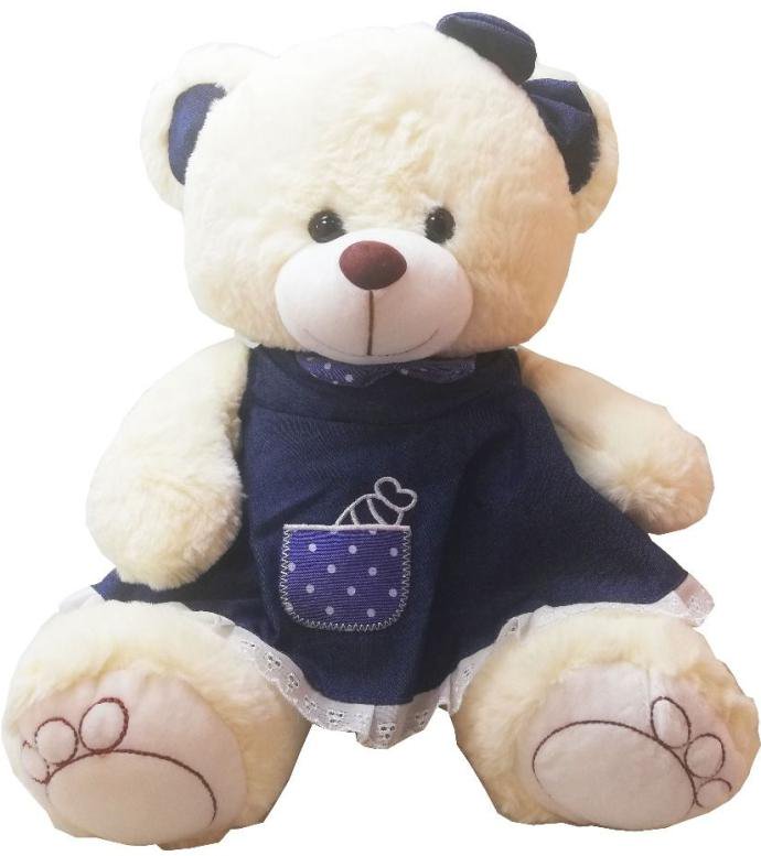 Мягкая игрушка Bulu-Xiong Plush Белый мишка в синем платье BL-5953-2B 35см купить,NaN