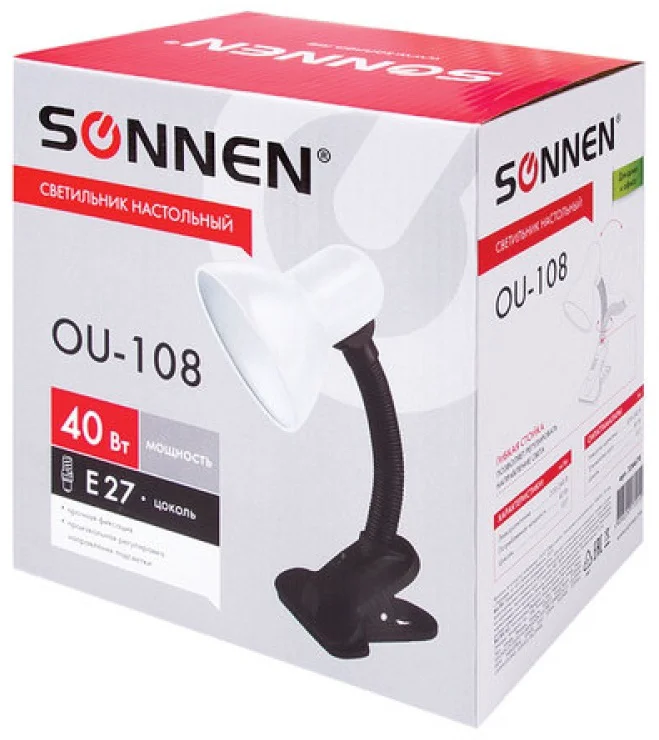 Настольная лампа Sonnen 236678 E27 40 Вт белый купить,NaN