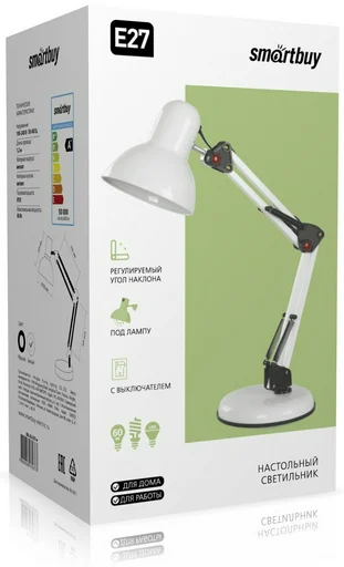 Настольная лампа Smartbuy SBL-DL-E27-w E27 60 Вт белый
