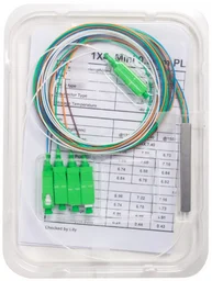 Сплиттер оптоволоконный А-Оптик PLC с брекетом 1х4 SC/APC SM 1,5m 