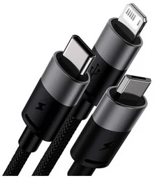 Кабель Baseus CAXS000001 USB to M+L+C 1.2м черный