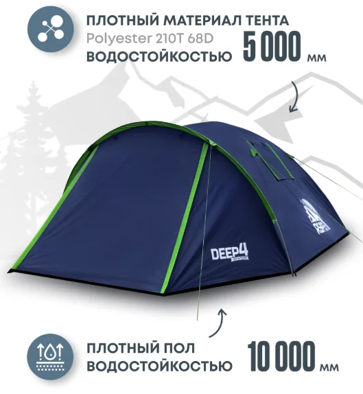 Палатка RSP Narle кемпинговая 3-местная зеленый купить,NaN