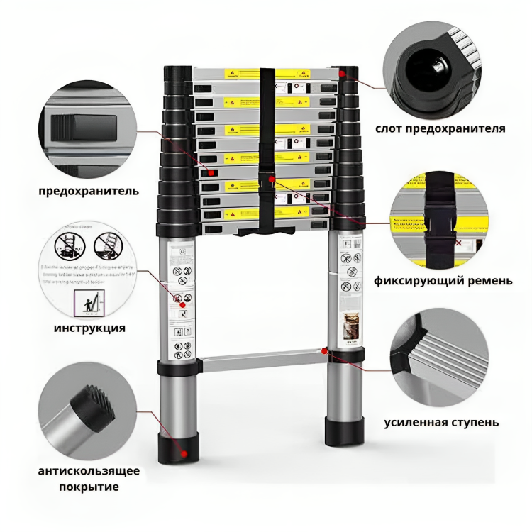 Лестница телескопическая Profset DLT212B 3.8 м 13 ступеней