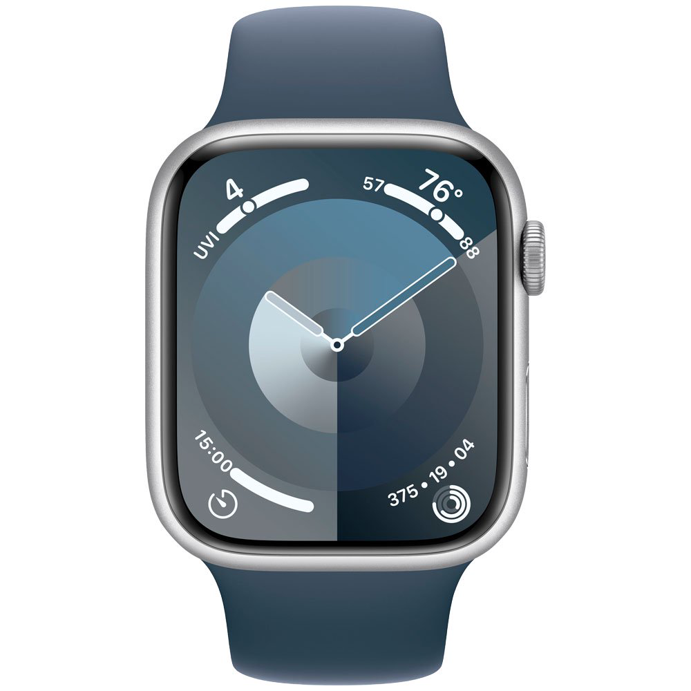 Смарт-часы Apple Watch Series 9 GPS 45mm MR9D3 Silver Aluminum Case with Storm Blue Sport Band - S/M купить,NaN