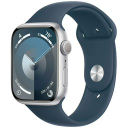 Смарт-часы Apple Watch Series 9 GPS 45mm MR9D3 Silver Aluminum Case with Storm Blue Sport Band - S/M