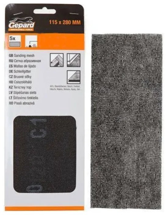 Абразивная сетка Gepard P 80 115х280 мм, 5 шт. купить,450