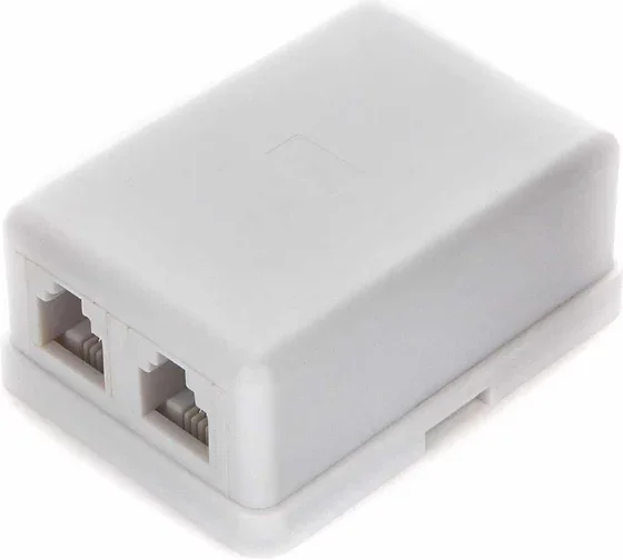 Розетка телефонная Cablexpert TA-102 RJ11 6P4C 2 порта белая