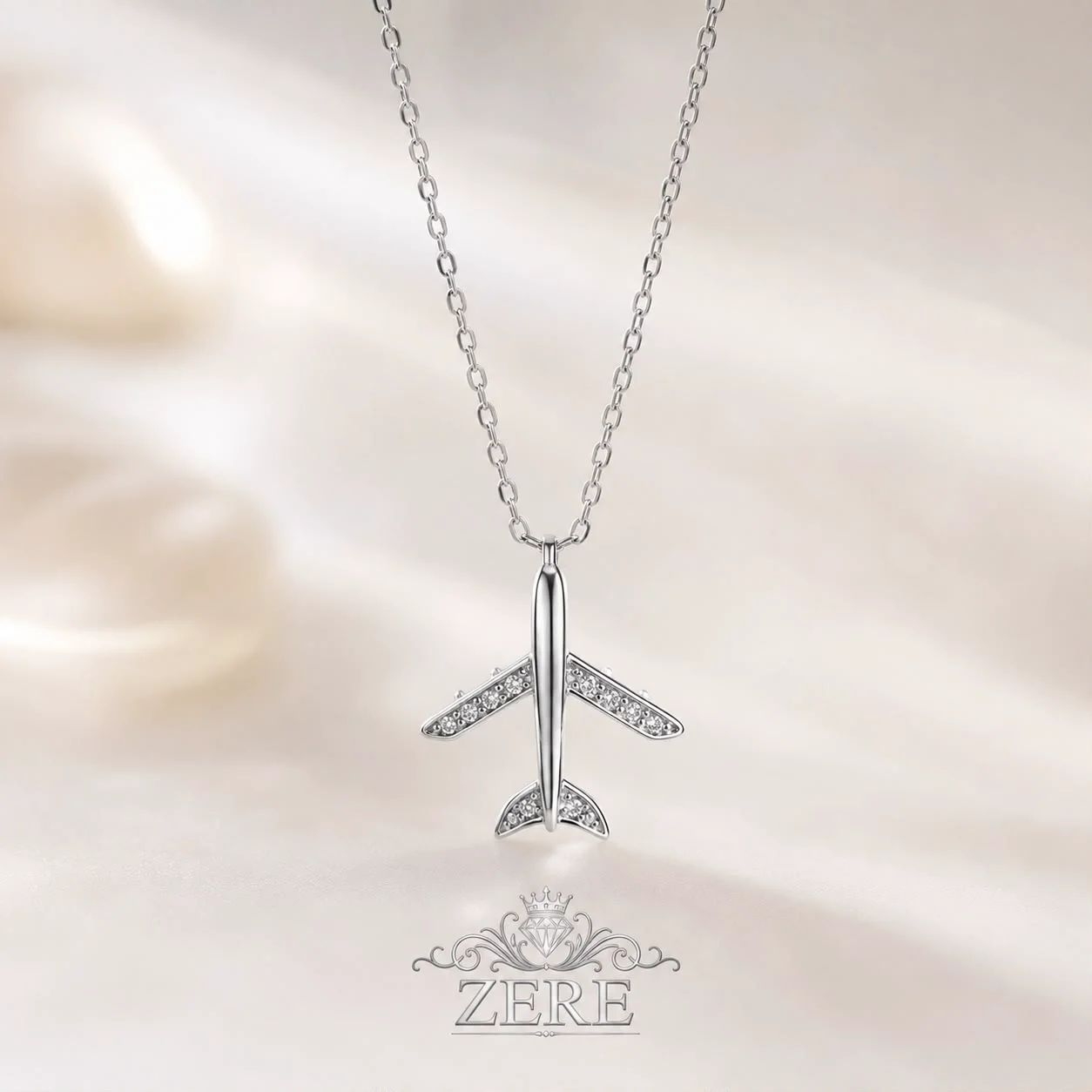 Колье Zere ZR130615 самолет серебро 45см 2.9гр