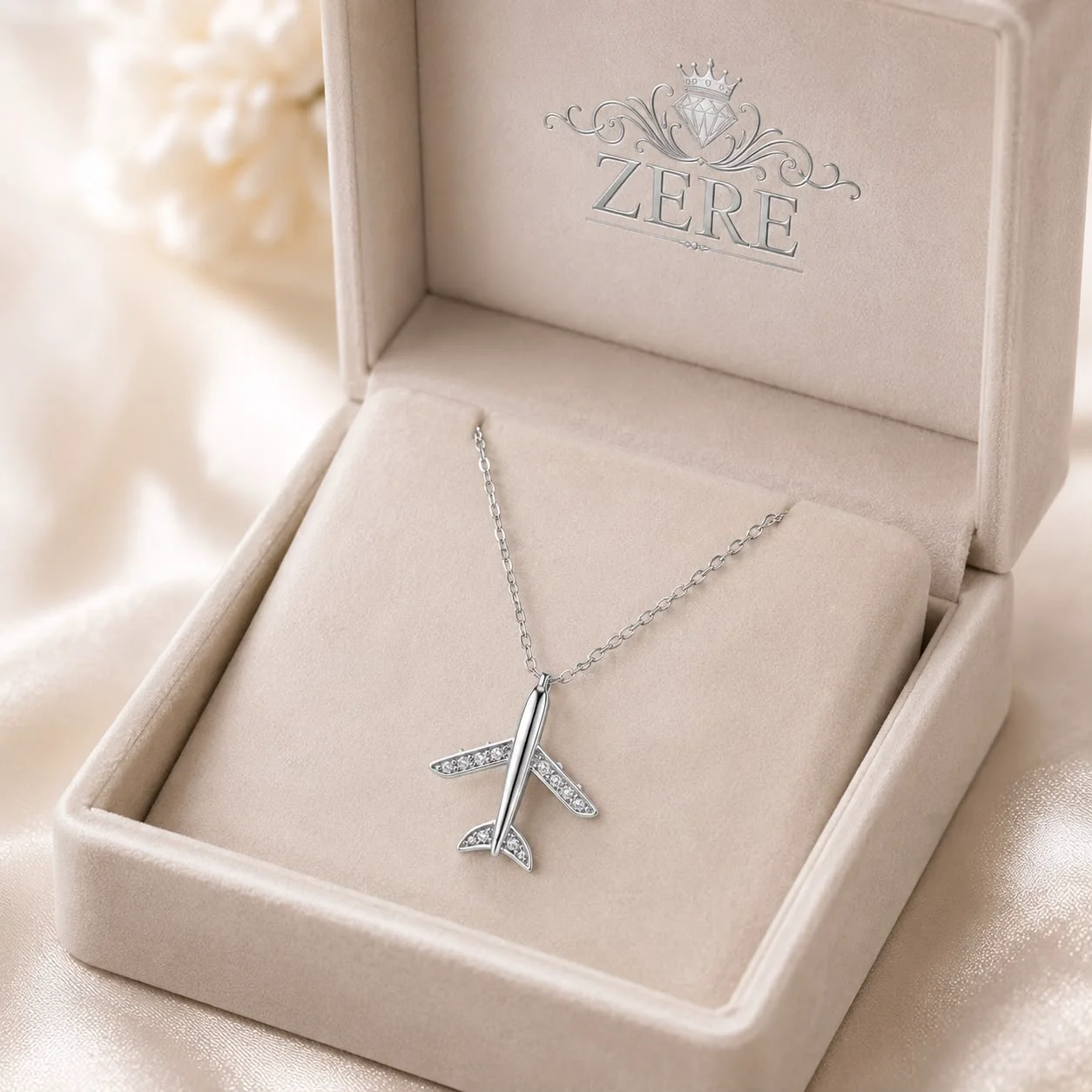 Колье Zere ZR130615 самолет серебро 45см 2.9гр