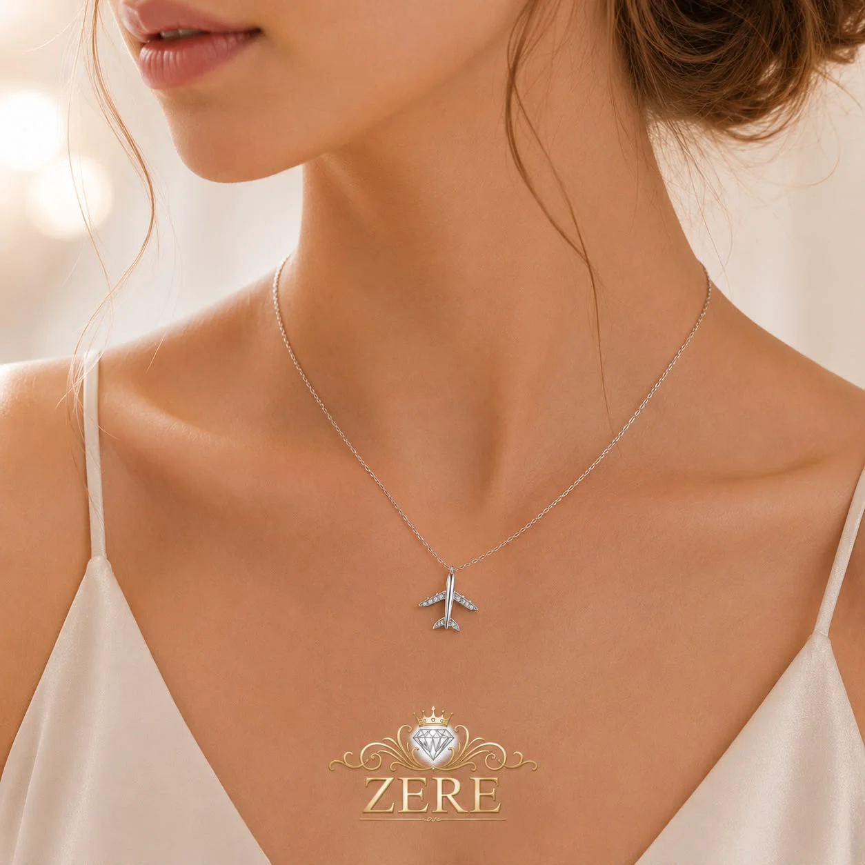 Колье Zere ZR130615 самолет серебро 45см 2.9гр