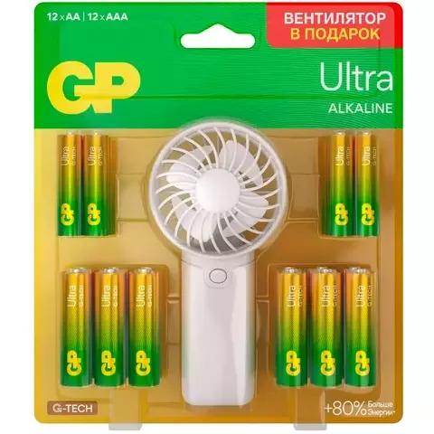 Батарейка GP Super AA (12 шт.) + AAA (12 шт.) + Вентилятор PROMO