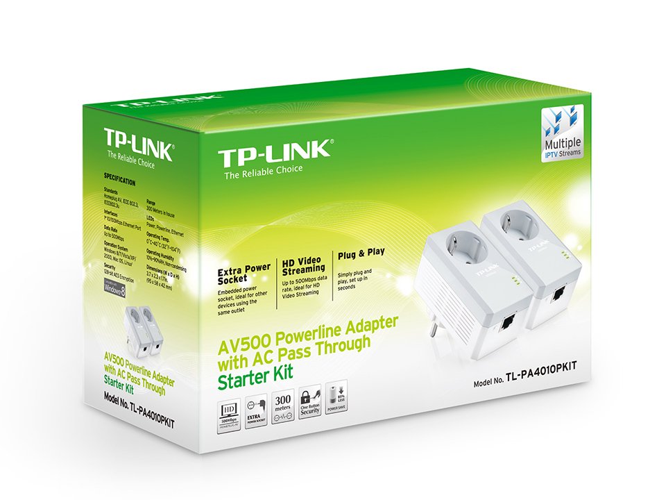 Адаптер Powerline Tp-Link TL-PA4010P KIT белый купить,0