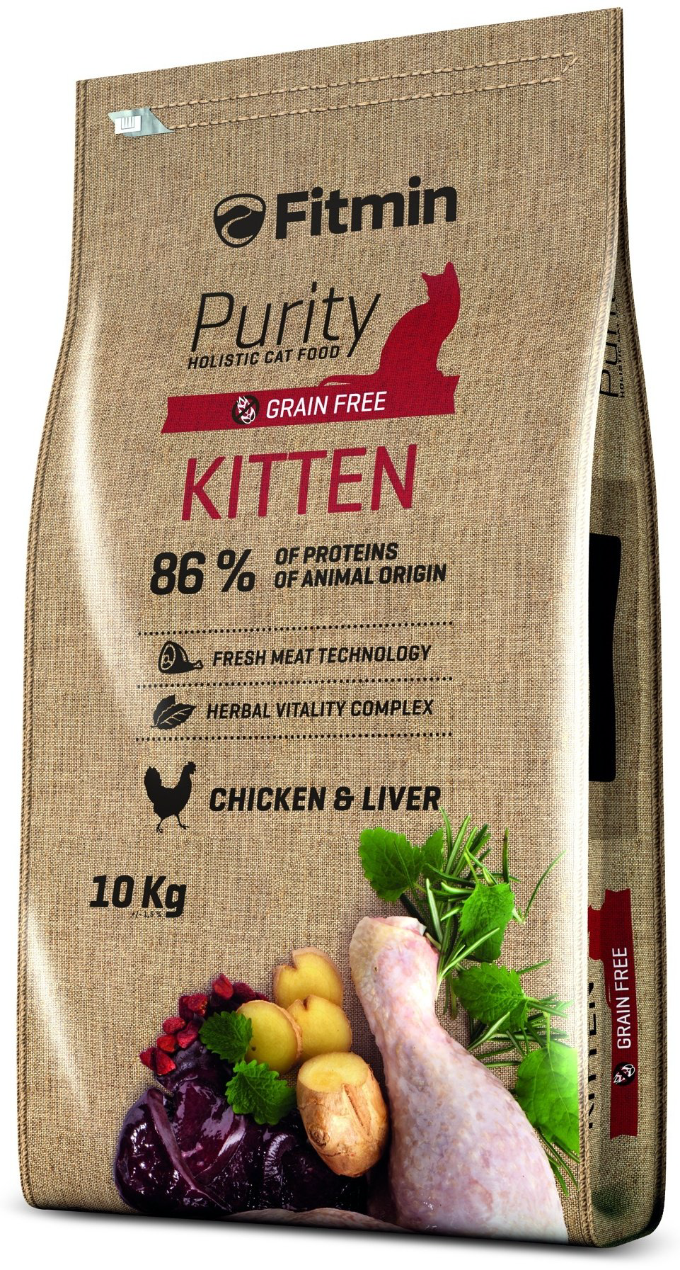 Корм Fitmin Purity Kitten для котят курица, печень 10 кг купить,NaN
