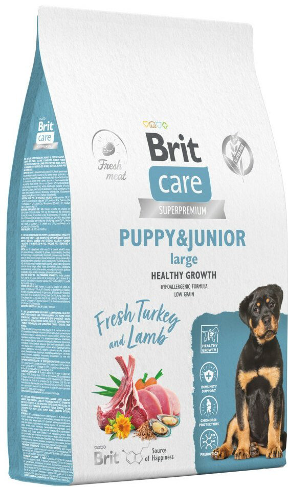 Корм Brit Care Puppy&amp;Junior Large Индейка и ягненок для щенков крупных пород 12 кг купить,NaN