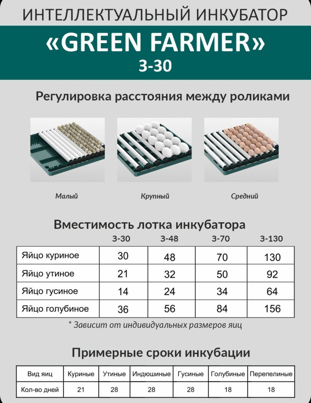 GREEN FARMER инкубатор З-30, вместимость: 30 шт купить,NaN