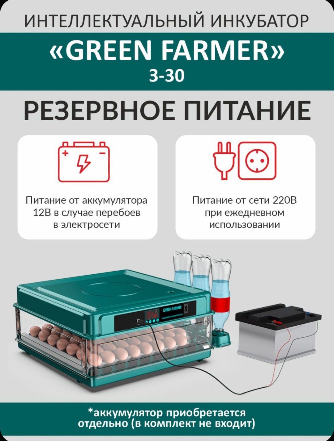 GREEN FARMER инкубатор З-30, вместимость: 30 шт - ForteMarket GREEN FARMER инкубатор З-30, вместимость: 30 шт купить,0