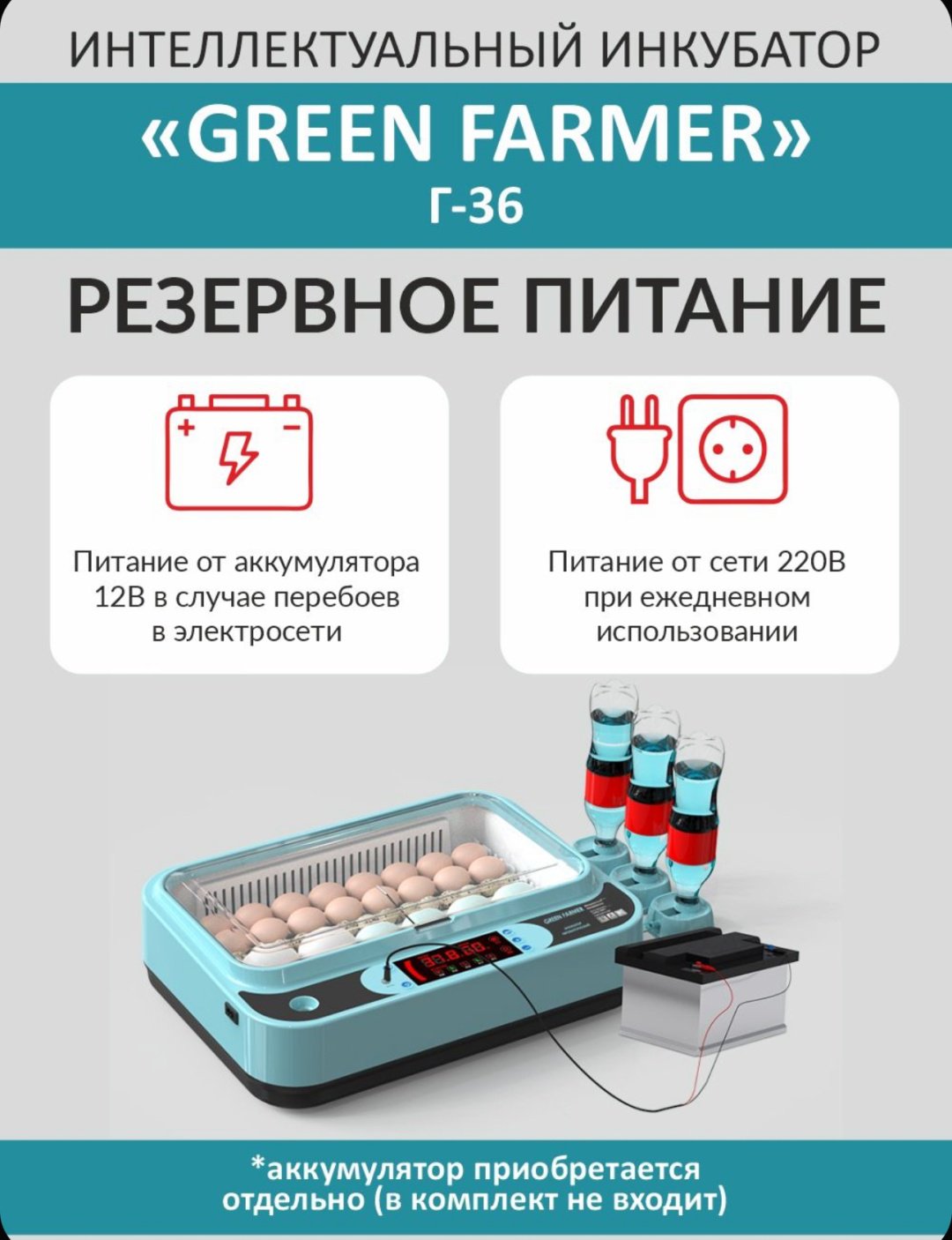 GREEN FARMER инкубатор Г-36, вместимость: 36 шт - ForteMarket GREEN FARMER инкубатор Г-36, вместимость: 36 шт купить,0