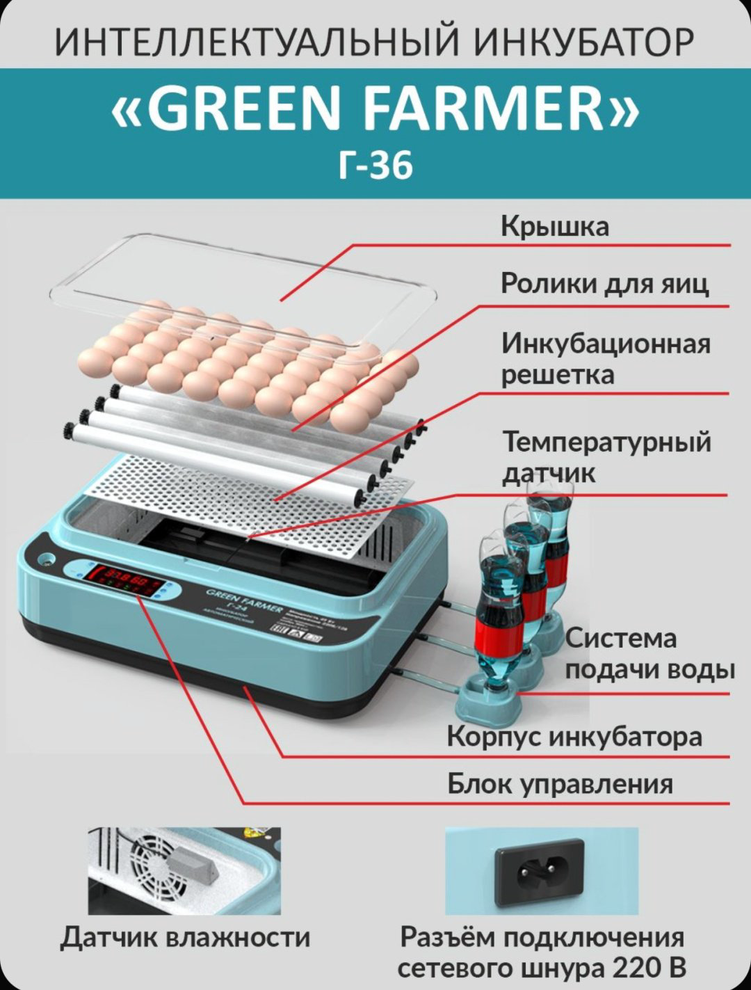 GREEN FARMER инкубатор Г-36, вместимость: 36 шт купить,NaN