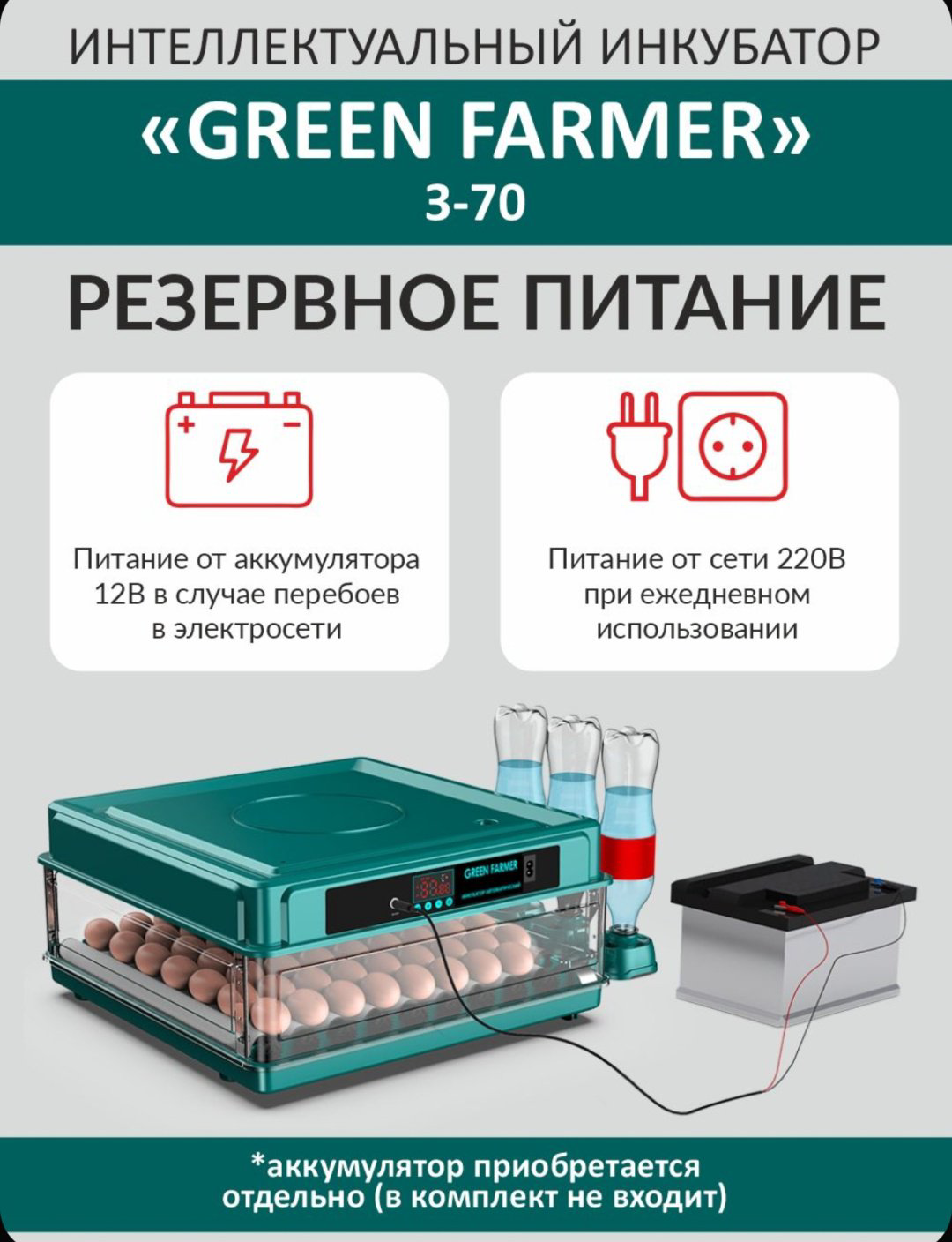 GREEN FARMER инкубатор З-70, вместимость: 70 шт купить,NaN