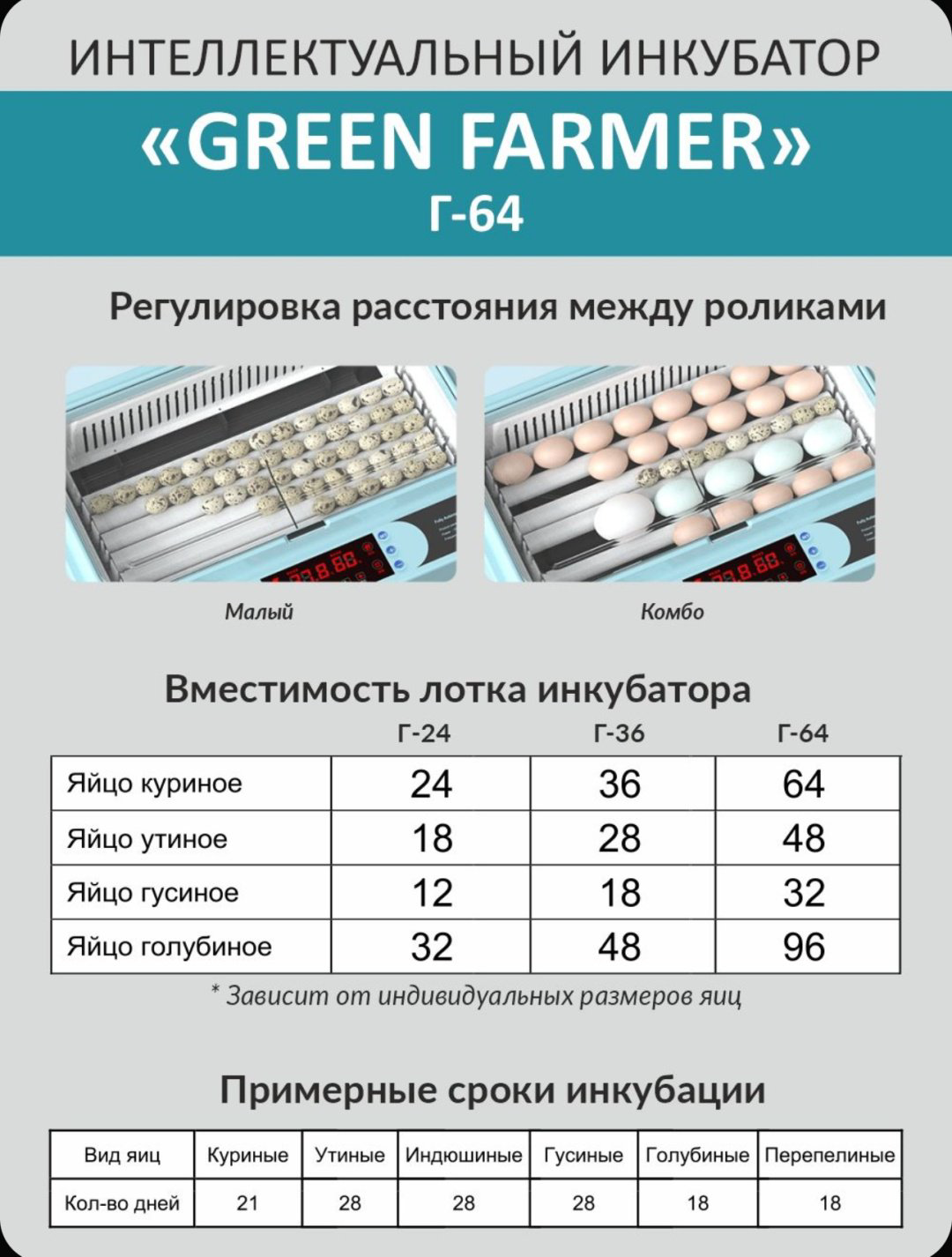 GREEN FARMER инкубатор Г-64, вместимость: 64 шт купить,NaN