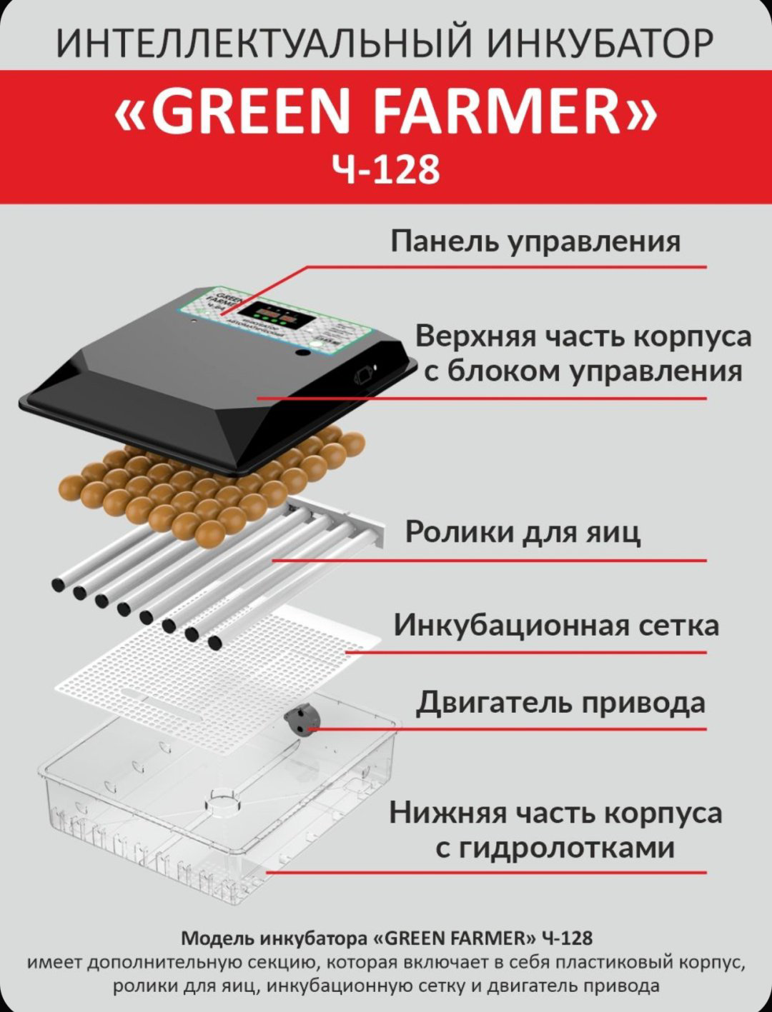 GREEN FARMER инкубатор Ч-128, вместимость: 128 шт купить,NaN