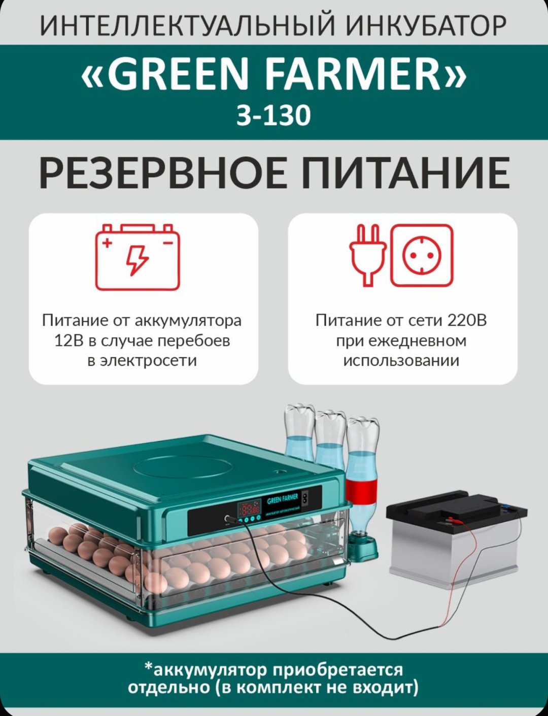GREEN FARMER инкубатор 3-130, вместимость: 130 шт - ForteMarket GREEN FARMER инкубатор 3-130, вместимость: 130 шт купить,0