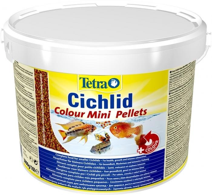 Корм Tetra Cichlid Colour Mini Pellets шарики для небольших цихлид 10 л 3900 г купить,NaN