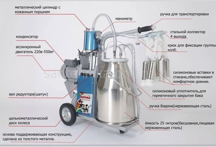 Доильный аппарат Зорька DOILZORKA1 вид животного коровы, козы, верблюдицы, объем бидона 22 л - ForteMarket Доильный аппарат Зорька DOILZORKA1 вид животного коровы, козы, верблюдицы, объем бидона 22 л купить,0