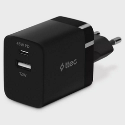 Зарядное устройство для телефонов TTEC SmartCharger 45W PD Duo Travel Charger USB-C/USB-A Black