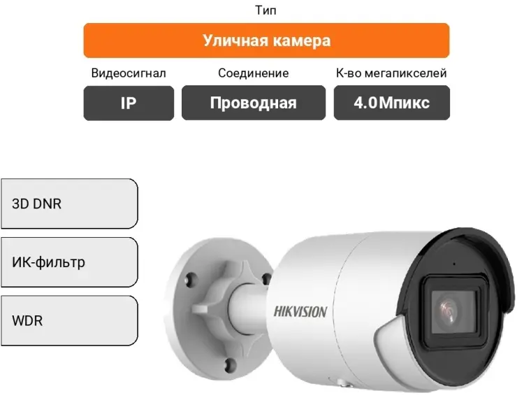 Hikvision камера видеонаблюдения DS-2CD2043G2-I, 4 расширение 2688x1520 купить,67768